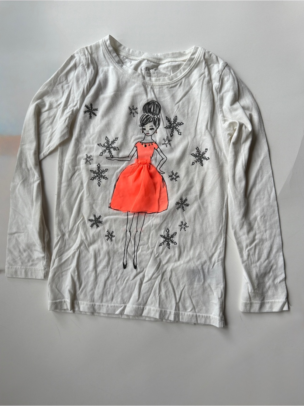 Cherokee Girls Graphic Snowflake Top Size M 7-8